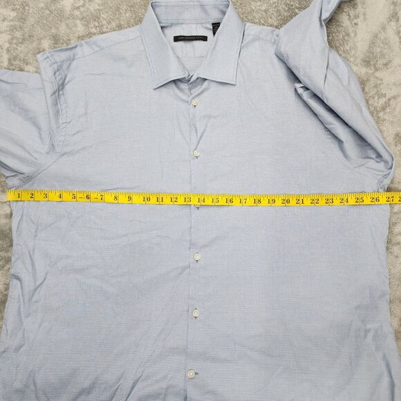 John Varvatos Star USA Men's Dress Shirt Size 18 34/35 Blue Regular Fit Stretch - Picture 10 of 14